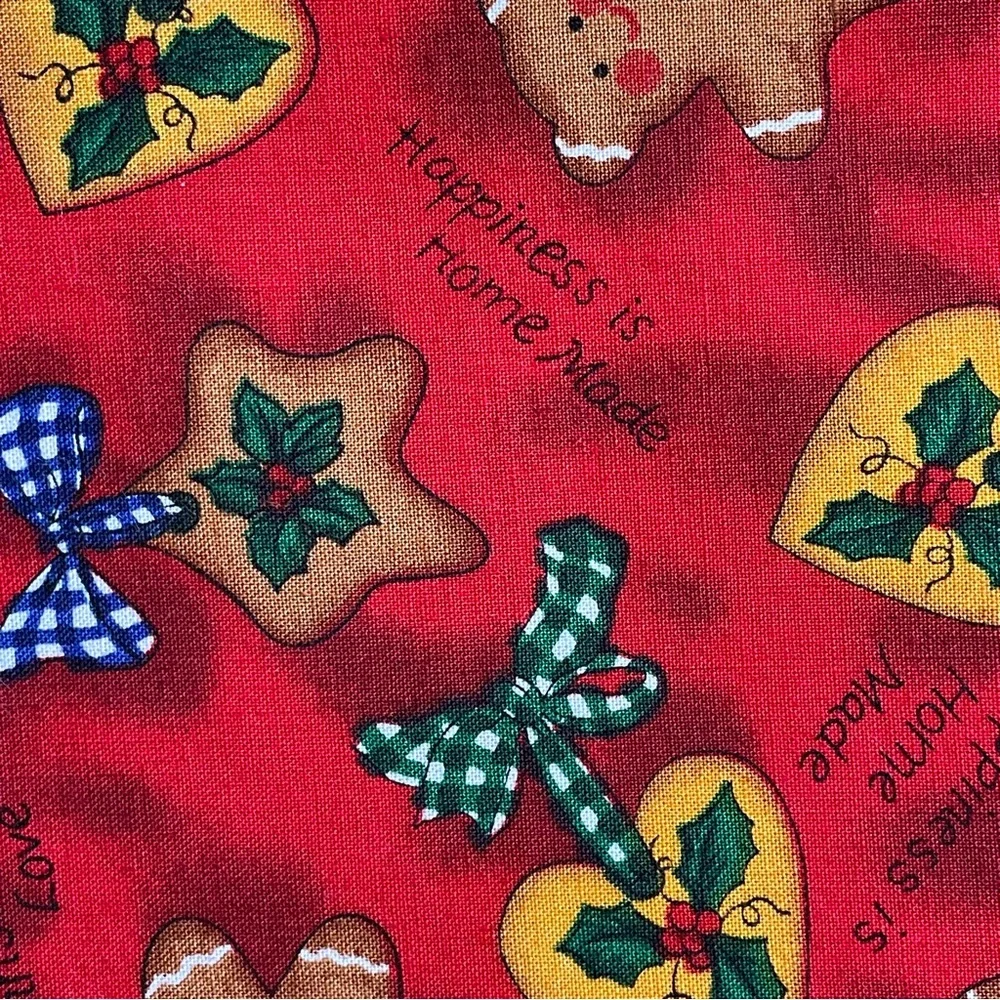 Vintage 1997 Ro Gregg Home Made Christmas Love Red Gingerbread Fabric 64